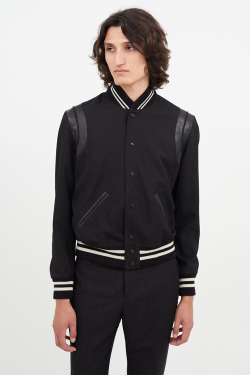 Saint Laurent Black Lightweight Teddy Varsity Jacket