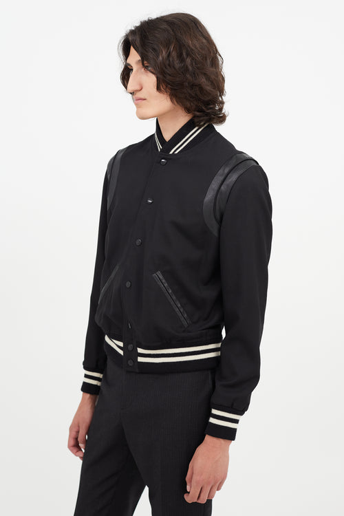 Saint Laurent Black Lightweight Teddy Varsity Jacket