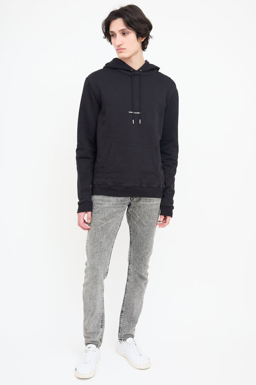 Saint Laurent Black Logo Pullover Hoodie