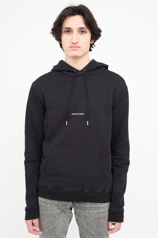 Saint Laurent Black Logo Pullover Hoodie