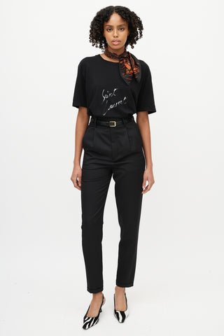 Saint Laurent Black Cursive Logo T-Shirt