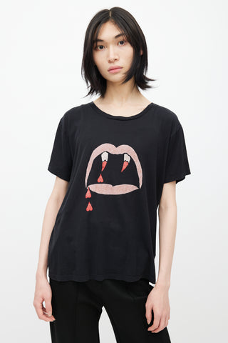 Saint Laurent Black 
Multicolour Fang Logo T-Shirt