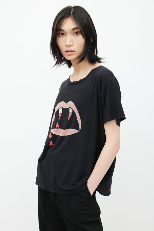 Saint Laurent Black 
Multicolour Fang Logo T-Shirt