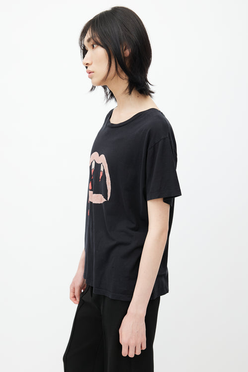 Saint Laurent Black 
Multicolour Fang Logo T-Shirt