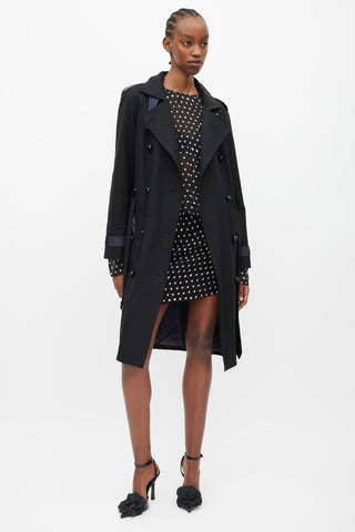 Saint Laurent Black 
Navy Double Breasted Trench Coat