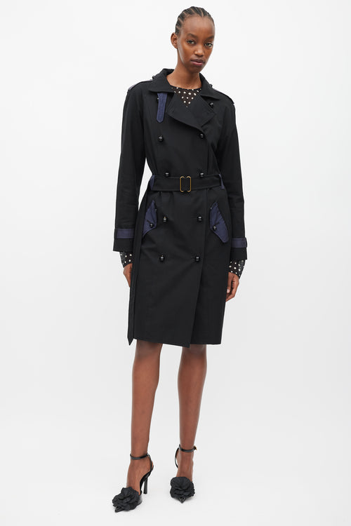 Saint Laurent Black 
Navy Double Breasted Trench Coat