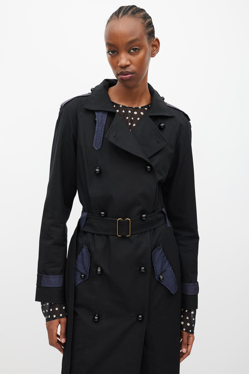 Saint Laurent Black 
Navy Double Breasted Trench Coat