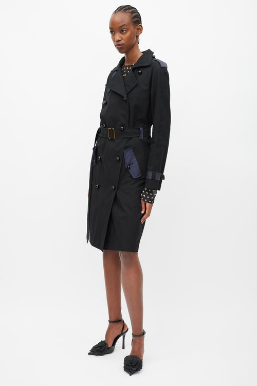 Saint Laurent Black 
Navy Double Breasted Trench Coat