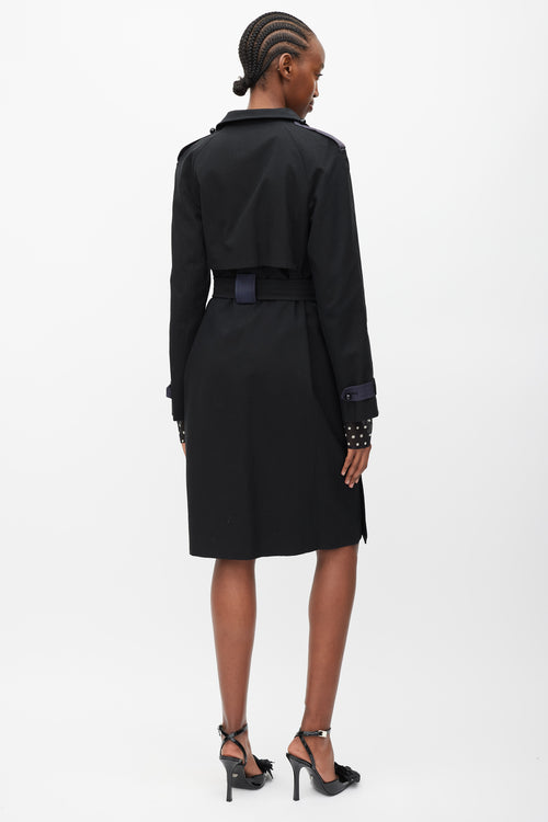 Saint Laurent Black 
Navy Double Breasted Trench Coat