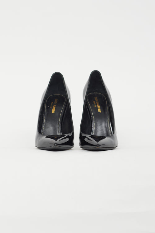 Saint Laurent Black Patent Opyum Logo Heel