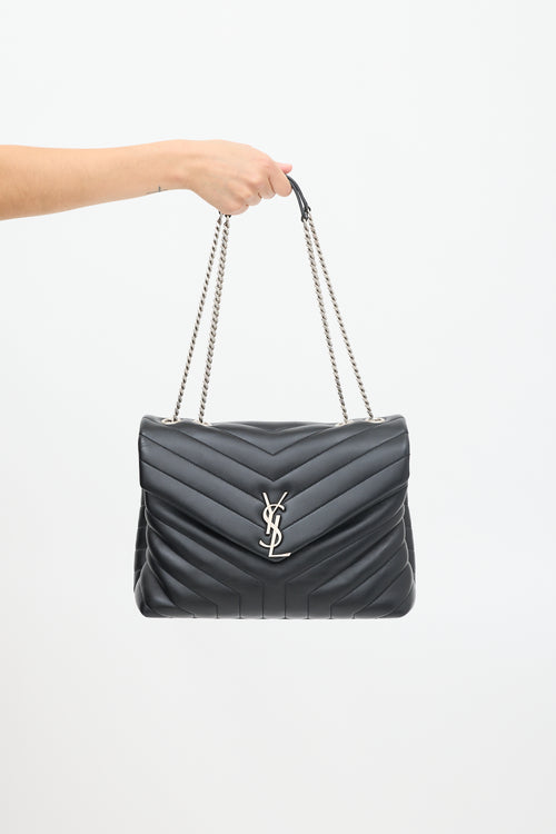 Saint Laurent Black Quilted Leather Loulou Chain Bag