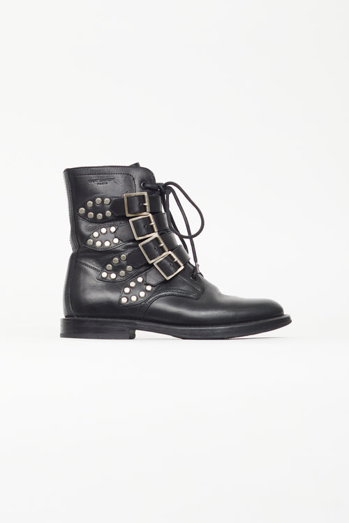 Saint Laurent Black Ranger Studded Combat Boot