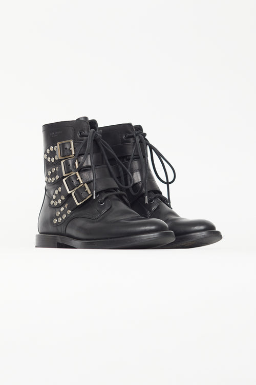 Saint Laurent Black Ranger Studded Combat Boot