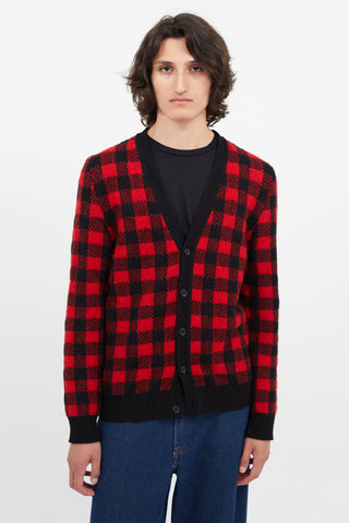 Saint Laurent Black 
Red Plaid Cardigan