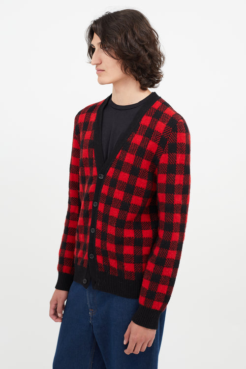 Saint Laurent Black 
Red Plaid Cardigan