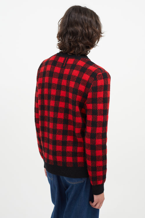 Saint Laurent Black 
Red Plaid Cardigan