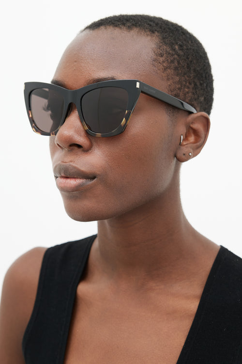 Saint Laurent Black SL214 Kate Tapered Sunglasses