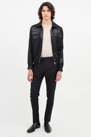 Saint Laurent Black Satin Zip Jacket