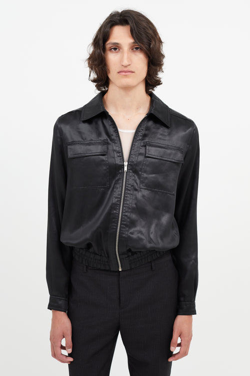 Saint Laurent Black Satin Zip Jacket