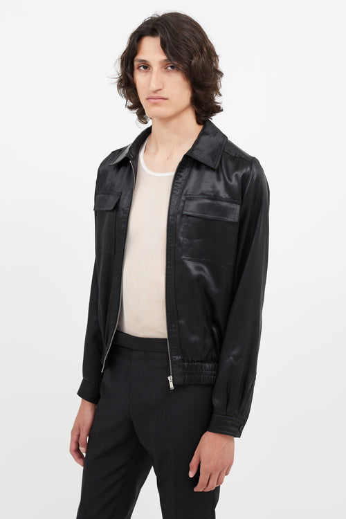 Saint Laurent Black Satin Zip Jacket