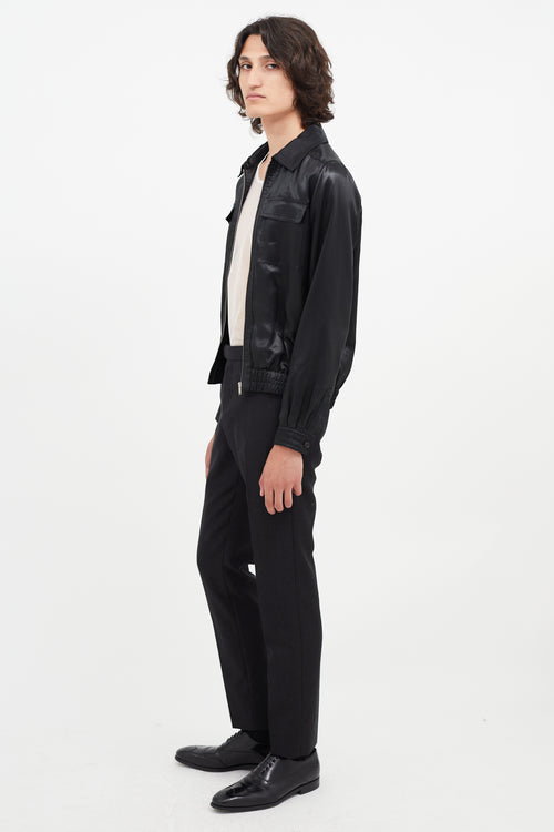 Saint Laurent Black Satin Zip Jacket