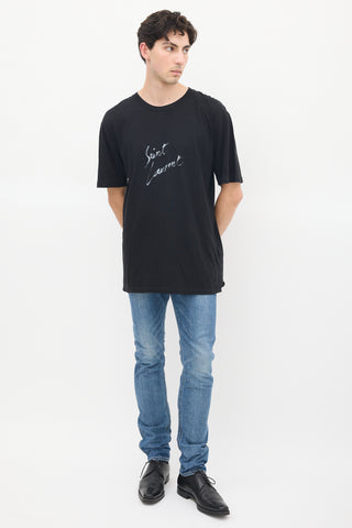 Saint Laurent Black Script Logo Graphic T-Shirt