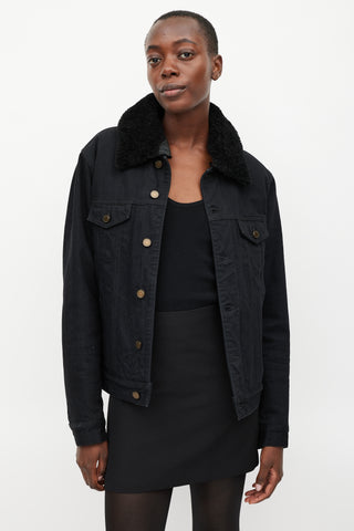 Saint Laurent Black Denim Shearling Jacket