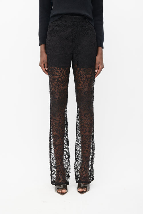 Saint Laurent Black Sheer Lace Trouser