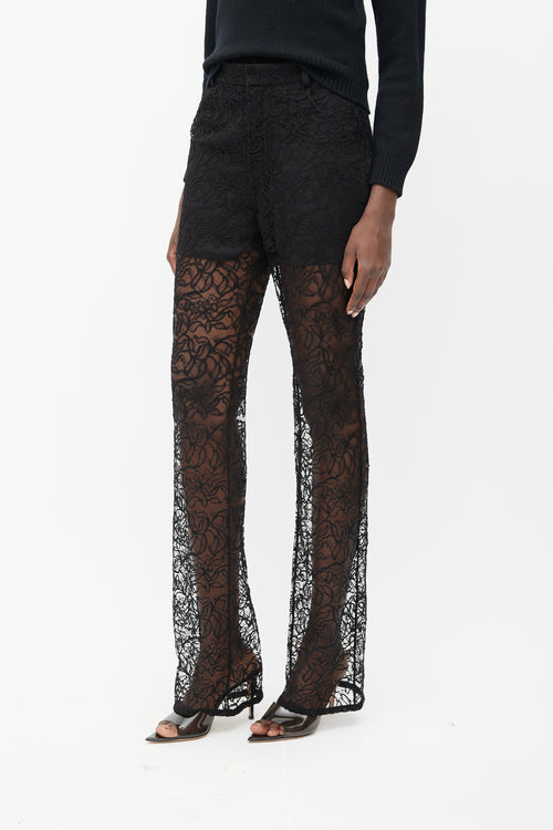 Saint Laurent Black Sheer Lace Trouser