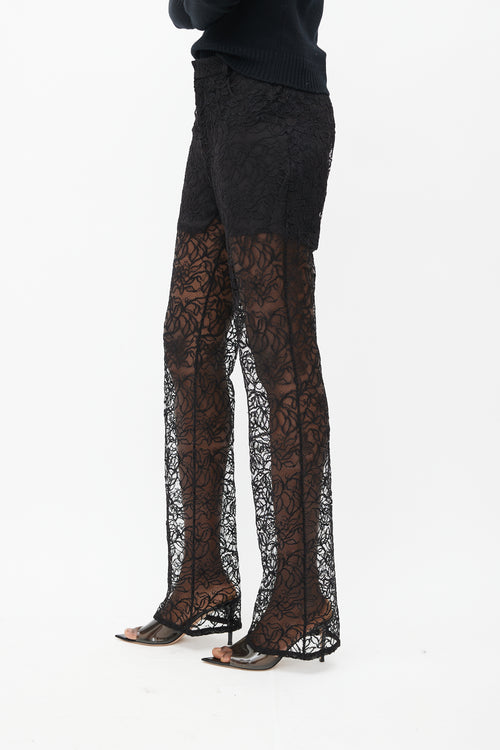 Saint Laurent Black Sheer Lace Trouser