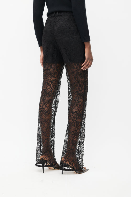 Saint Laurent Black Sheer Lace Trouser