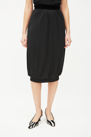 Saint Laurent Black Silk Velvet Tie Skirt