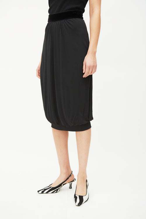 Saint Laurent Black Silk Velvet Tie Skirt