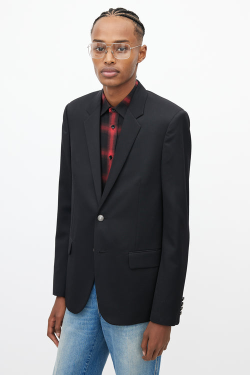 Saint Laurent Black 
Silver Button Blazer