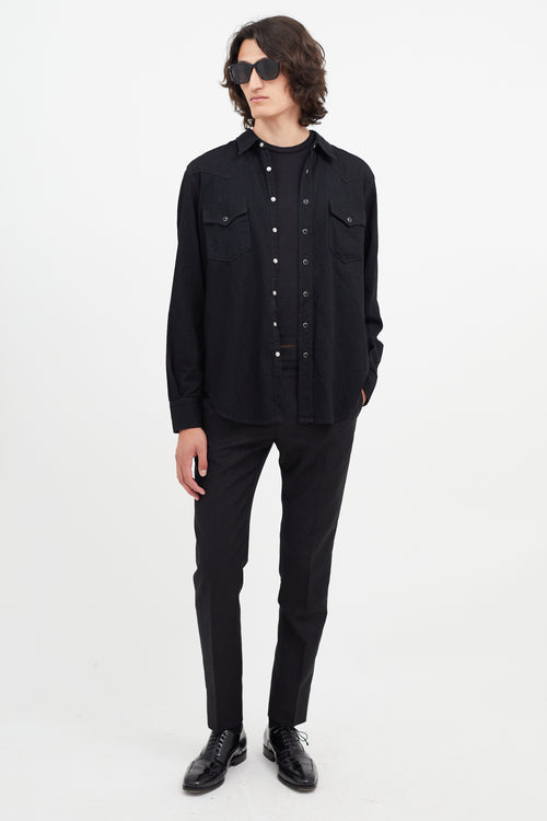 Saint Laurent Black 
Silver Western Shirt