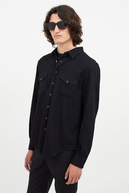 Saint Laurent Black 
Silver Western Shirt