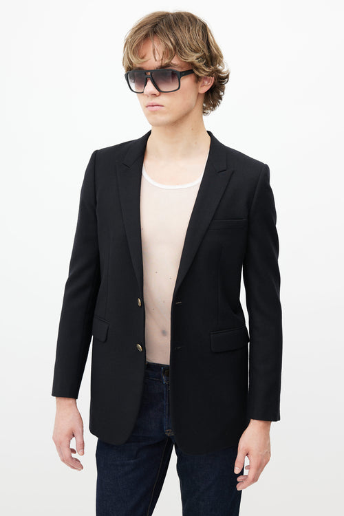 Saint Laurent Black Wool 
Gold Buttons Blazer