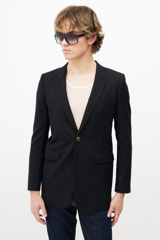 Saint Laurent Black Wool 
Gold Buttons Blazer