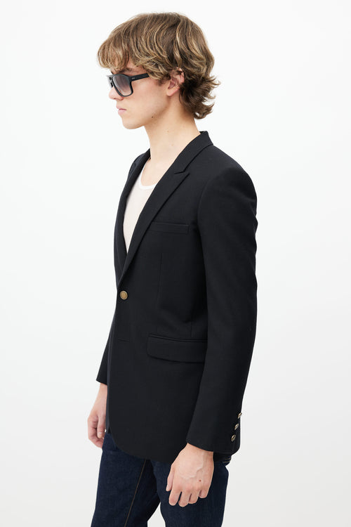 Saint Laurent Black Wool 
Gold Buttons Blazer