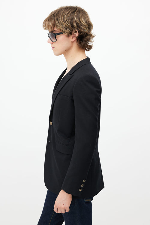 Saint Laurent Black Wool 
Gold Buttons Blazer