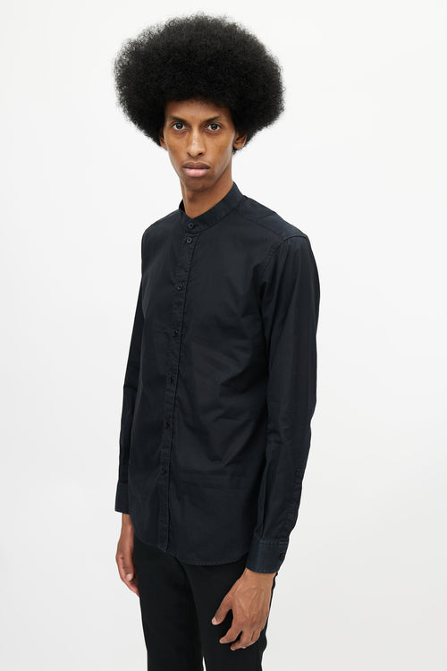 Saint Laurent Black Stand Collar Shirt