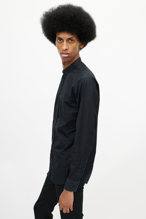 Saint Laurent Black Stand Collar Shirt