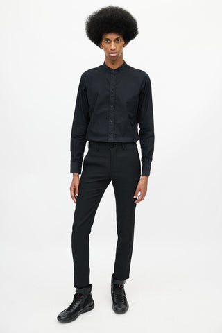 Saint Laurent Black Stand Collar Shirt