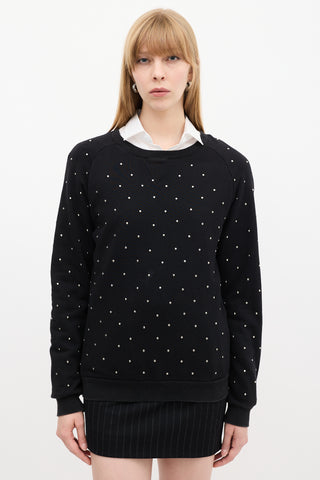 Saint Laurent Black Stud Embellished Sweatshirt