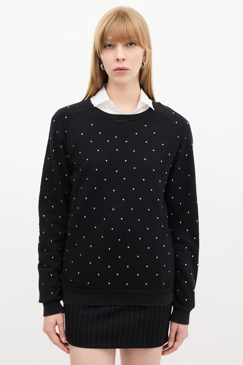 Saint Laurent Black Stud Embellished Sweatshirt