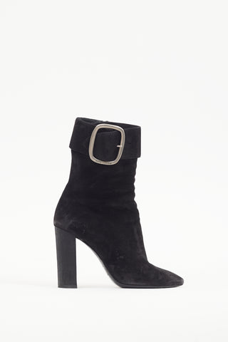 Saint Laurent Black Suede Joplin Buckle Boot