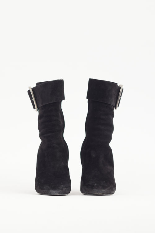 Saint Laurent Black Suede Joplin Buckle Boot