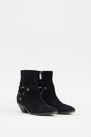 Saint Laurent Black Suede Wyatt Harness Boot