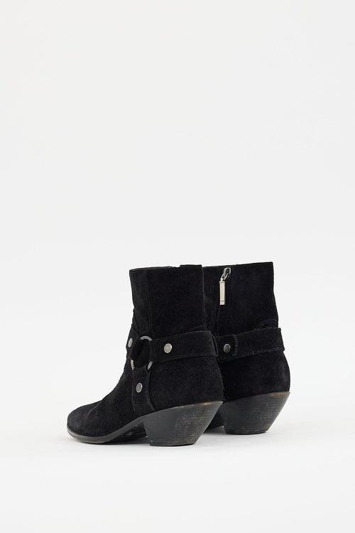 Saint Laurent Black Suede Wyatt Harness Boot