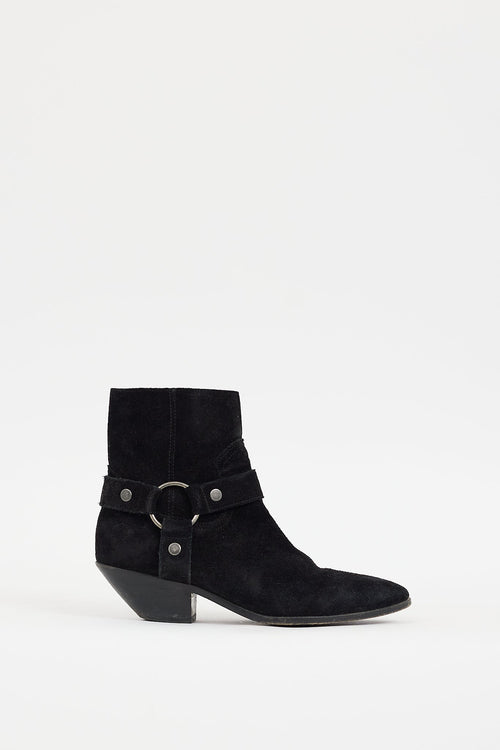 Saint Laurent Black Suede Wyatt Harness Boot